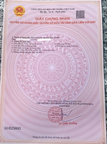 Đất nền Ninh Trung 100m² giá 320 triệu - Sổ đỏ chính chủ, gần chợ Văn Định!