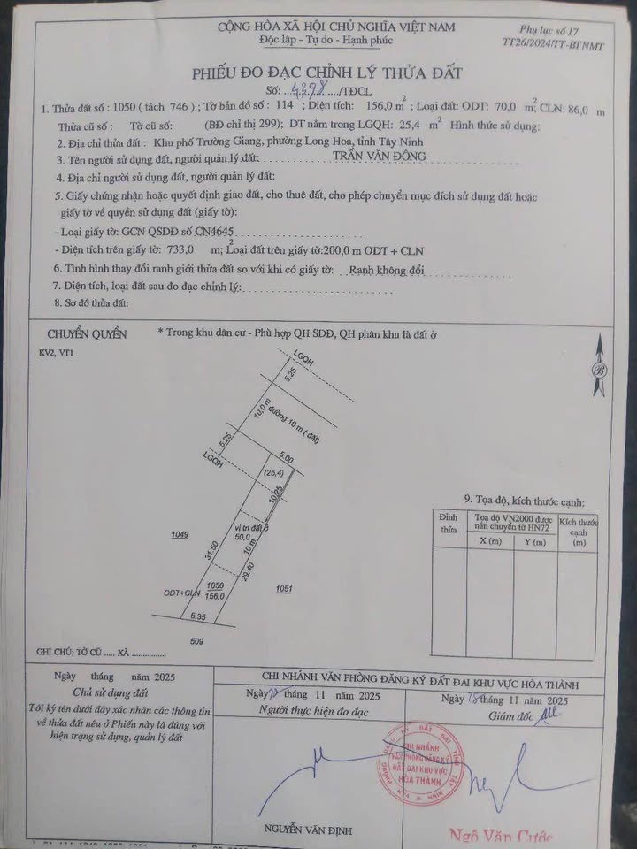 Đất nền Hòa Thành Tây Ninh 155m² giá 143 triệu/m - Cơ hội đầu tư hấp dẫn!