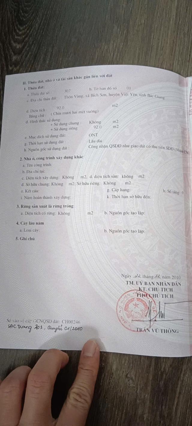 Đất nền trung tâm phường Việt Yên 92m² giá chỉ 4 tỷ - Đầu tư sinh lời ngay!