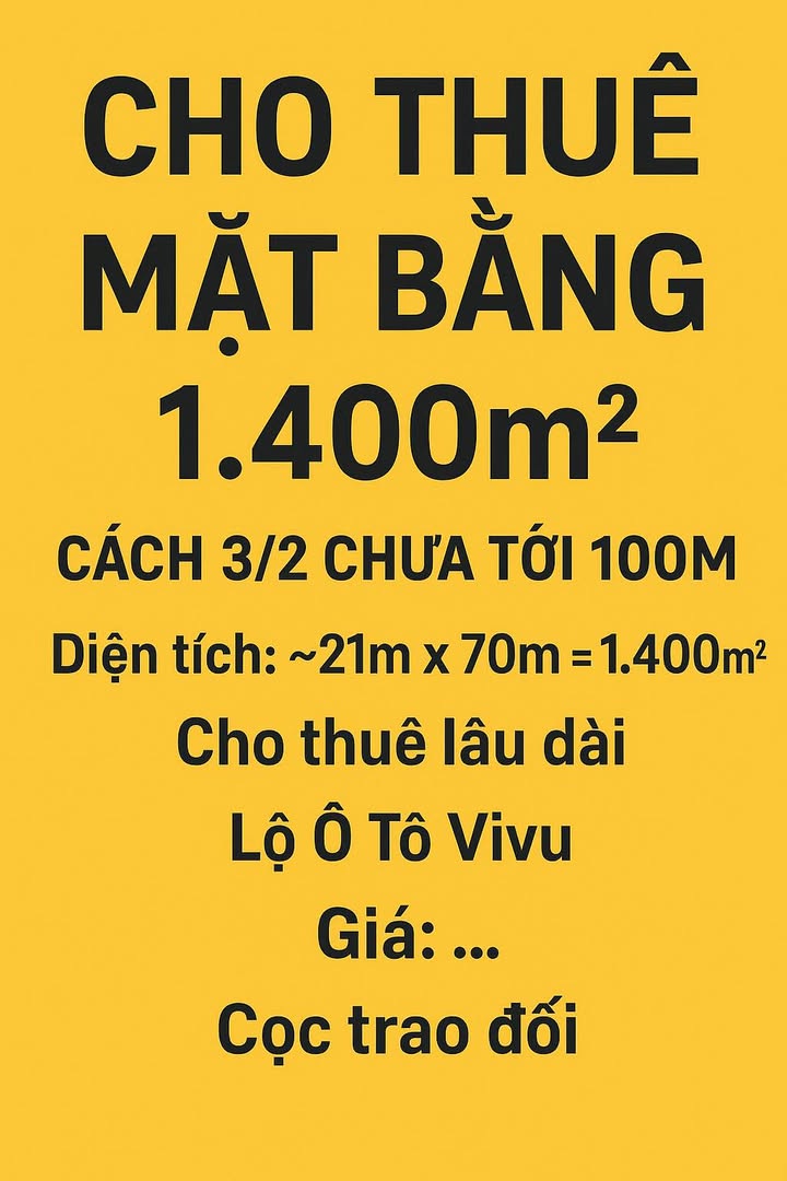 Cho thuê mặt bằng 1.400m² tại Ninh Kiều, Cần Thơ - Vị trí đắc địa, giá thỏa thuận!