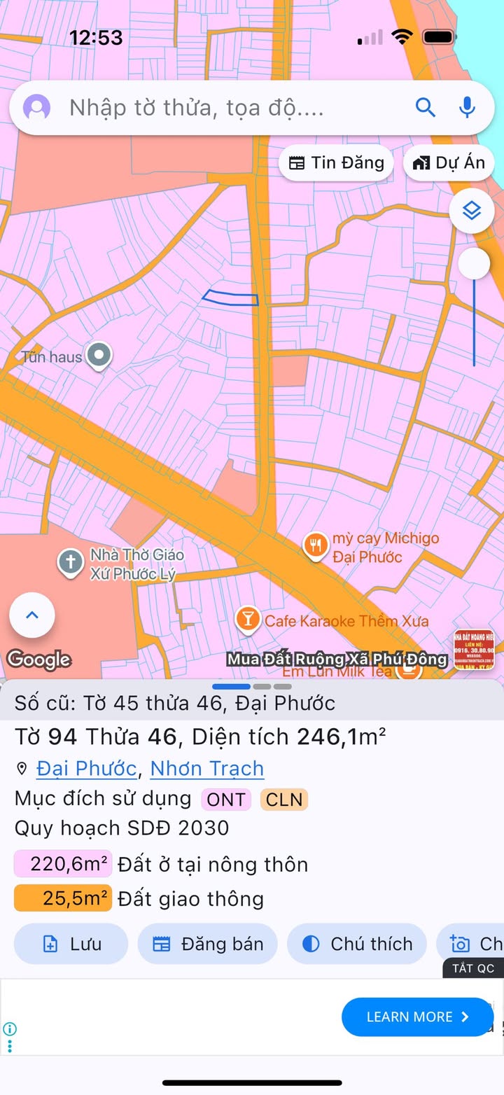 Đất nền xã Đại Phước, Nhơn Trạch 210m² giá 3.5 tỷ - Cơ hội vàng cho đầu tư!