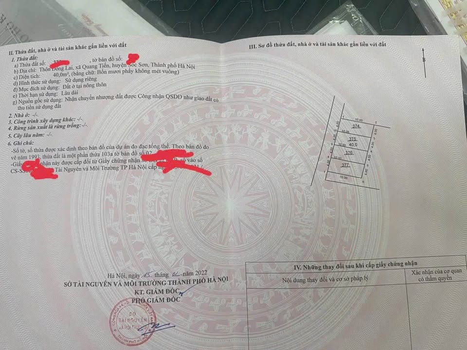 Đất nền Quang Tiến, Sóc Sơn 40m² giá 1 tỷ - Đường thông tứ phía, dân cư đông đúc!