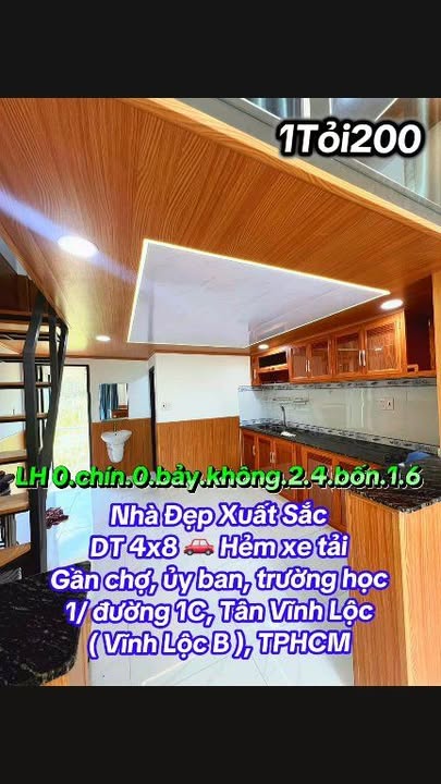 Nhà đẹp 4x8m tại Vĩnh Lộc B, Bình Chánh - Hẻm xe tải, giá thỏa thuận!