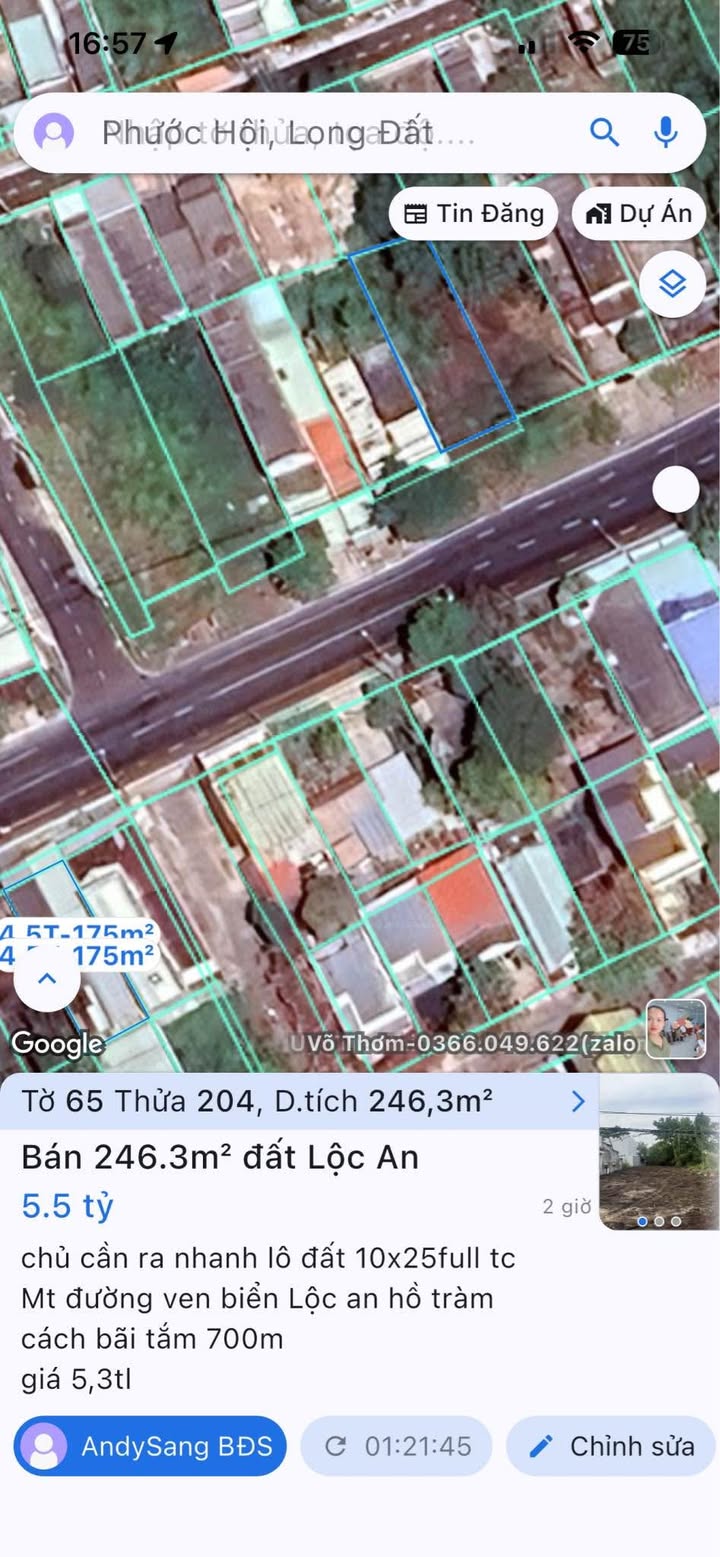 Đất nền Lộc An, Đất Đỏ 250m² giá 5.5 tỷ - Đầu tư dài hạn gần biển