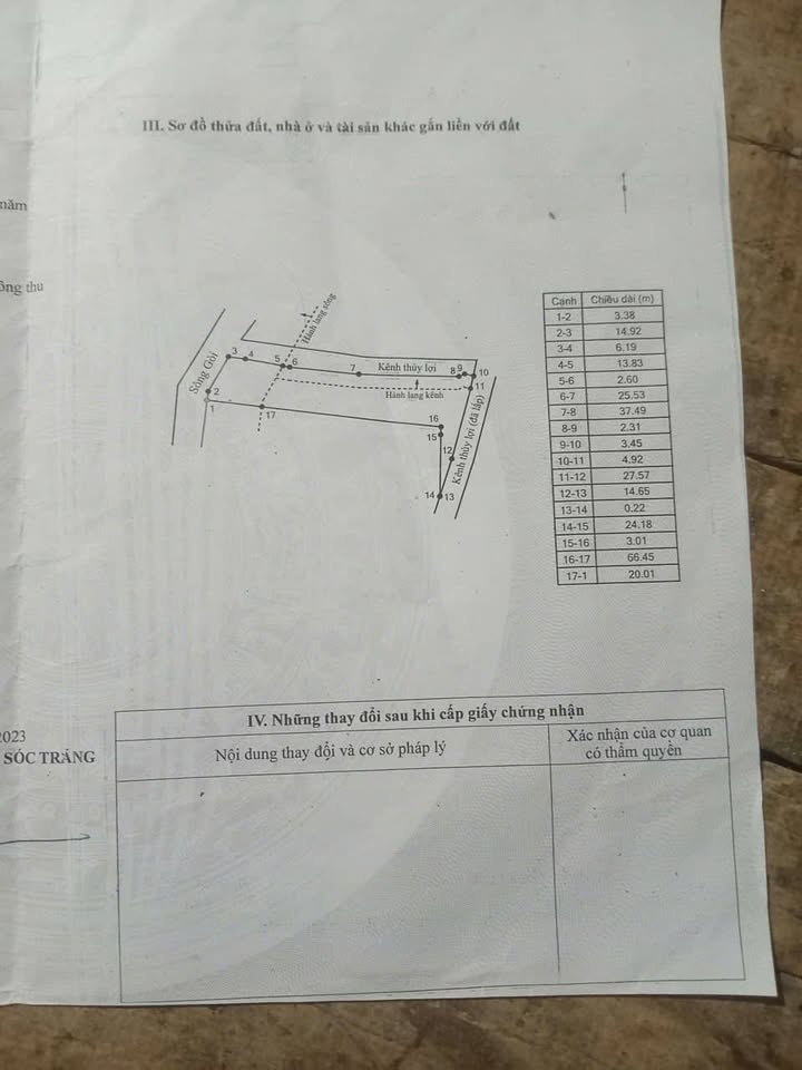 Đất vườn ấp Nam Chánh, Trần Đề, Sóc Trăng 1836m² giá 250 triệu - Mặt tiền Sông Gòi