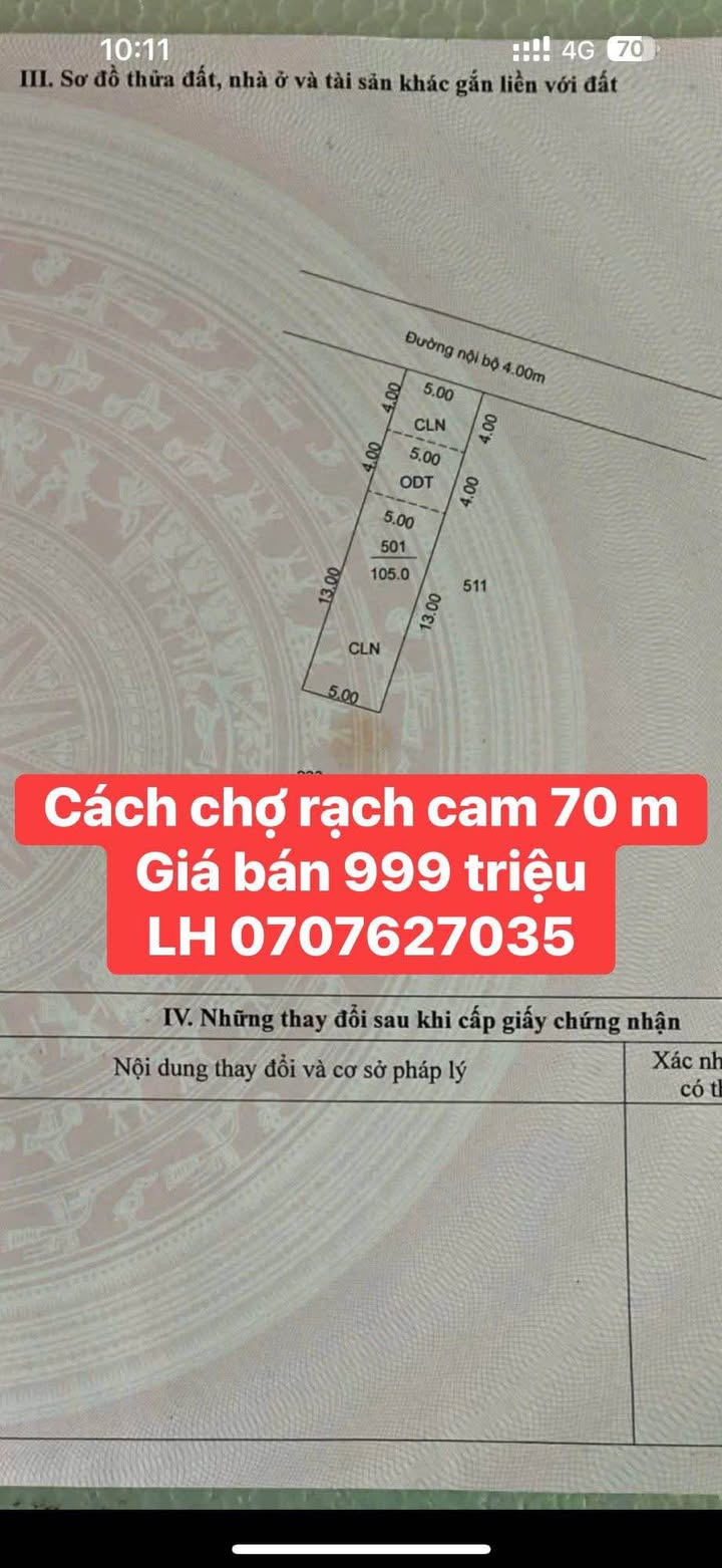 Đất nền tại Long Tuyền, Cần Thơ 105m² giá chỉ 999 triệu - Đầu tư sinh lời ngay!
