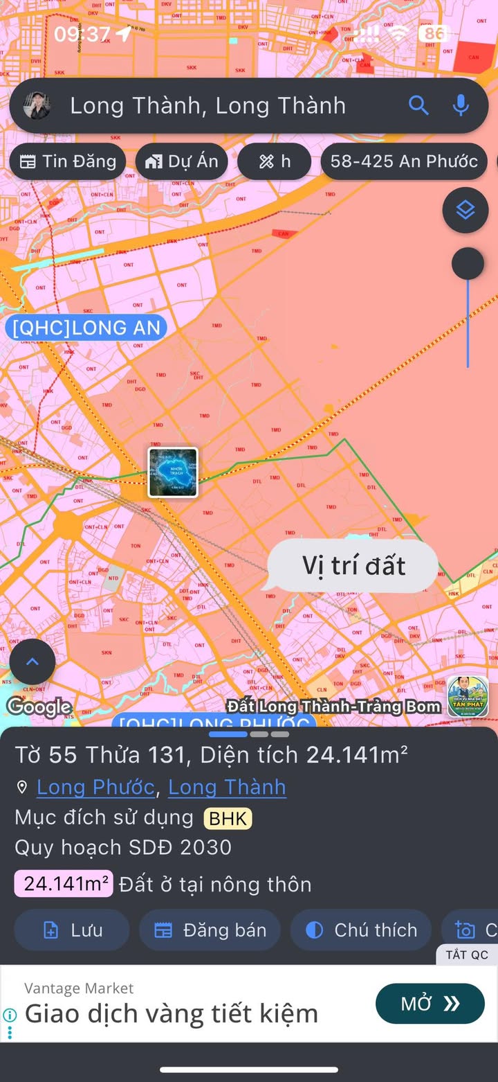 Đất lúa Long Phước 9000m² giá 2 tỷ - Cơ hội đầu tư tuyệt vời!