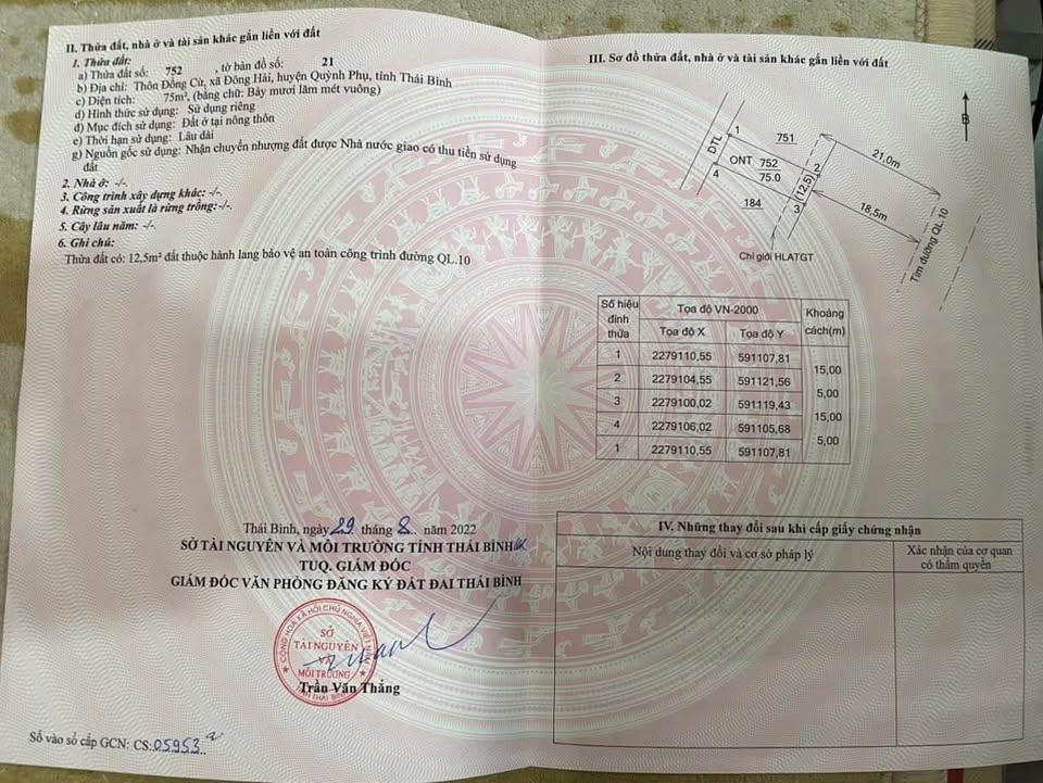 Đất thổ cư xã Đông Hải, Quỳnh Phụ, Thái Bình 75m² chỉ 2 tỷ - Vị trí kinh doanh sầm uất!