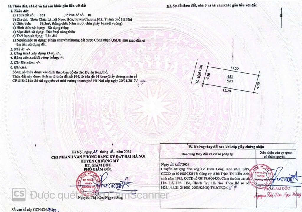 Lô đất Ngọc Hòa Chương Mỹ 59.3m² giá 4 tỷ - Sổ đỏ chính chủ, gần tiện ích!