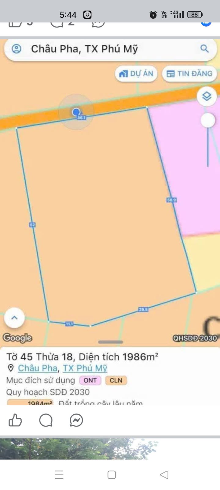 Đất nền Châu Pha, Phú Mỹ 1980m² - Giá thỏa thuận, vị trí đẹp gần đường ô tô