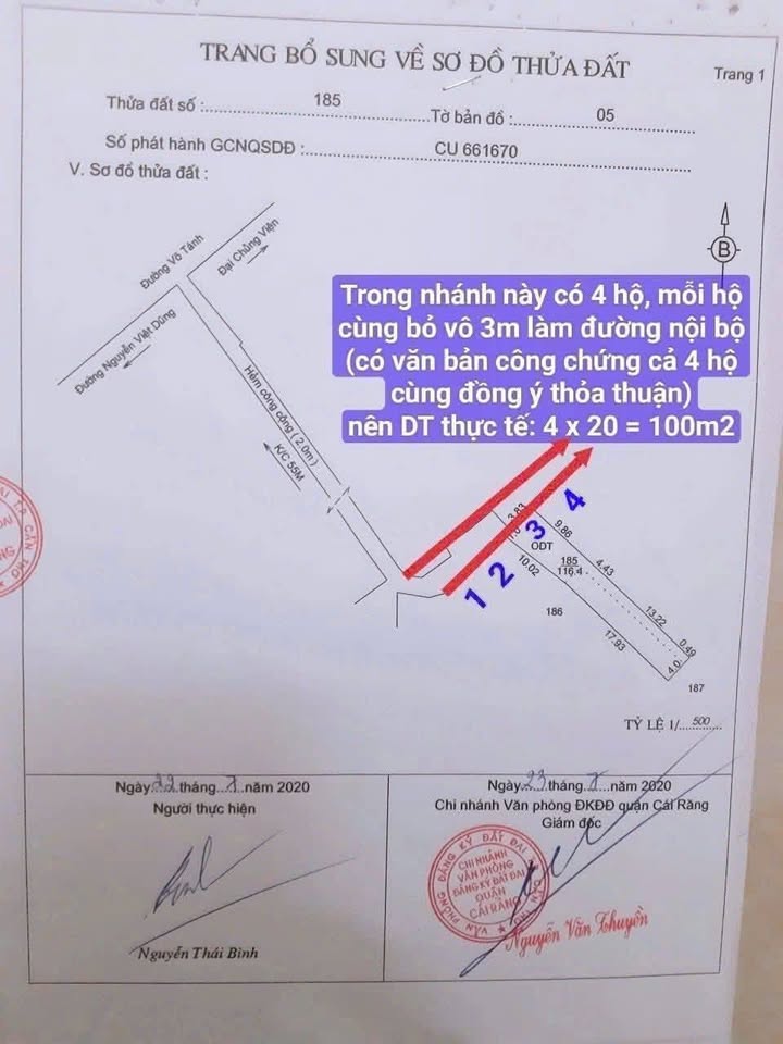 Đất thổ cư 100m² Hẻm 1 Võ Tánh, Cái Răng - Giá chỉ 1.05 tỷ, Sẵn sàng xây dựng!