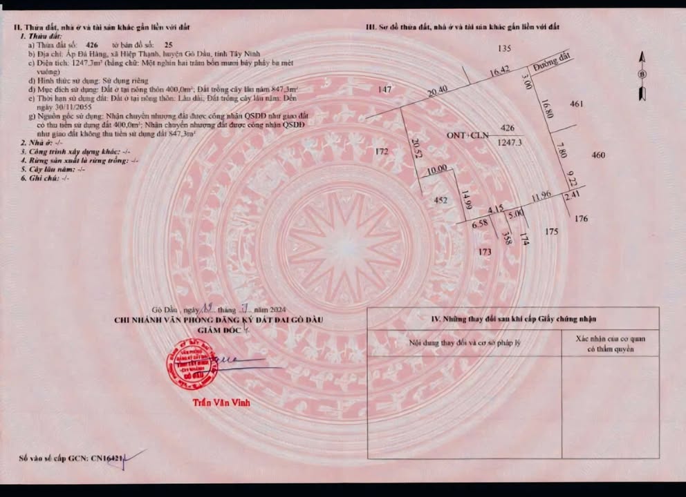 Đất thổ cư 400m² tại Hiệp Thạnh, Gò Dầu - Giá chỉ 1.5 tỷ, chính chủ bán gấp!