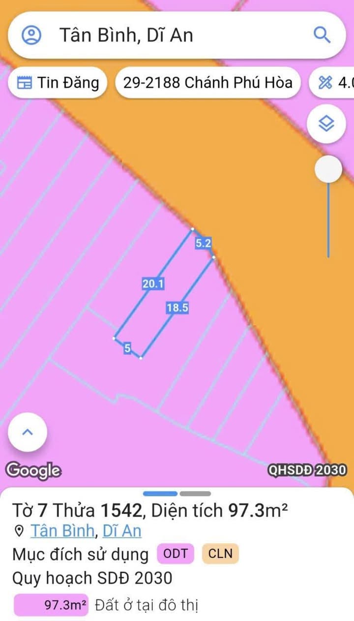 Đất mặt tiền Nguyễn Thị Tươi, Dĩ An 97m² giá 3.9 tỷ - Đầu tư sinh lời nhanh!