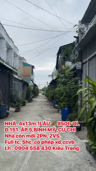 Nhà hẻm ô tô tại Củ Chi 52m² giá 950 triệu - Dọn vào ở ngay!