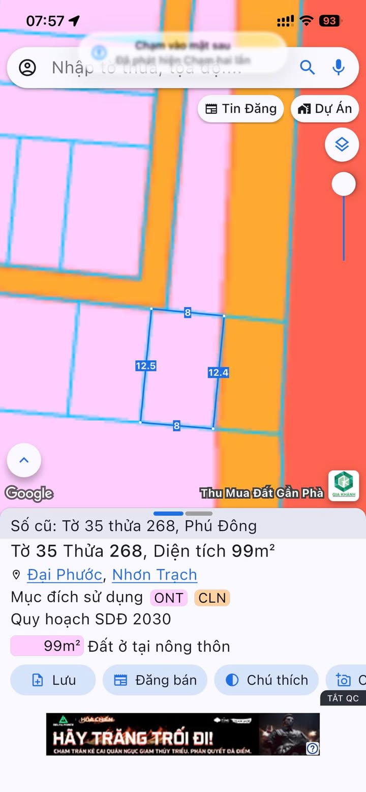 Đất nền xã Đại Phước 99m² giá 1,35 tỷ - Sổ hồng chính chủ, đầu tư sinh lời!