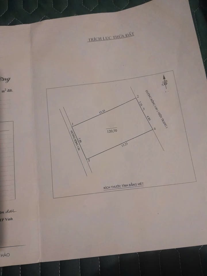 Đất nền Nguyễn Văn Trỗi Vinh 120.7m² giá 6.5 tỷ - Đầu tư hấp dẫn gần trường đại học!