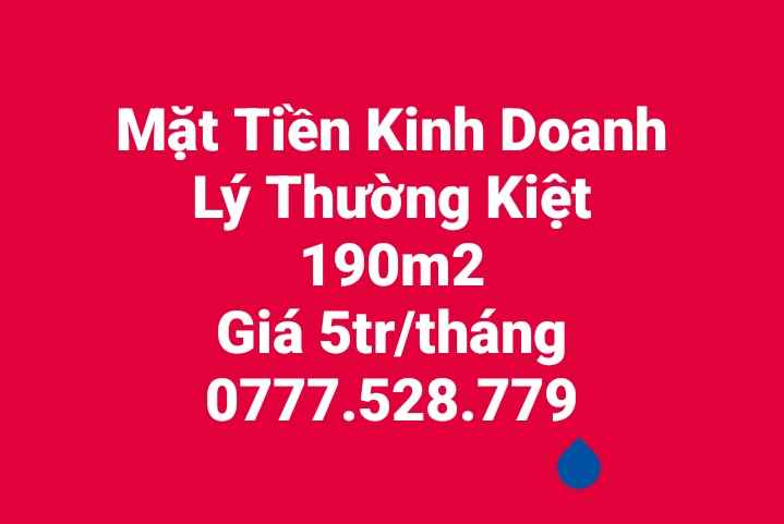 Cho thuê mặt tiền kinh doanh Đường Lý Thường Kiệt 190m² giá 5 triệu - Vị trí đẹp, giao thông thuận lợi!