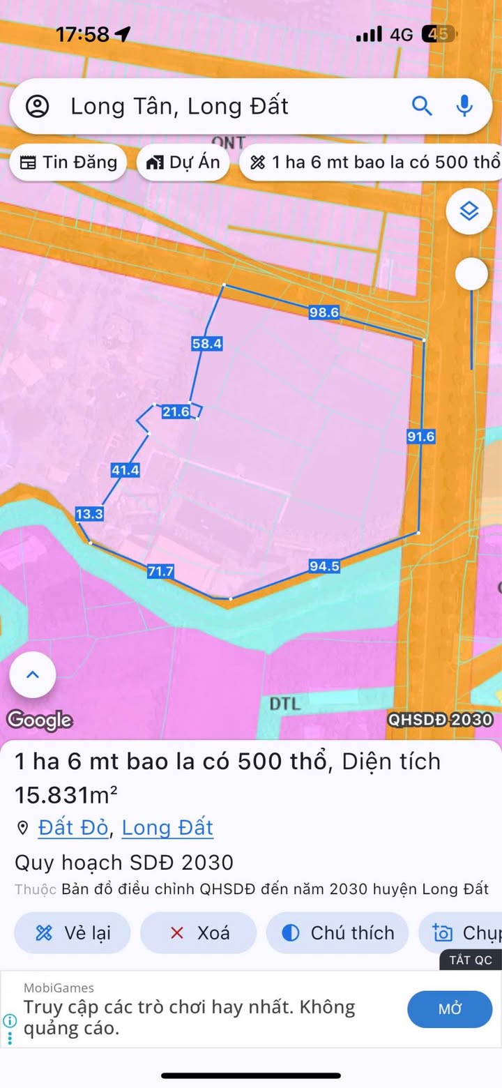 Đất Farm 1ha6 tại Tỉnh lộ 52, Long Tân - Đầu tư sinh lời cao chỉ 55 tỷ!