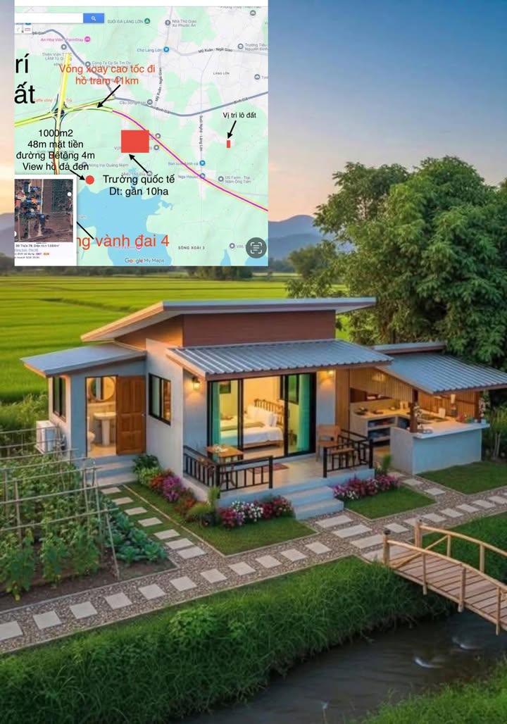 Đất nền Tân Thành, Bà Rịa - Vũng Tàu 1000m² giá 1 tỷ - View hồ tuyệt đẹp!