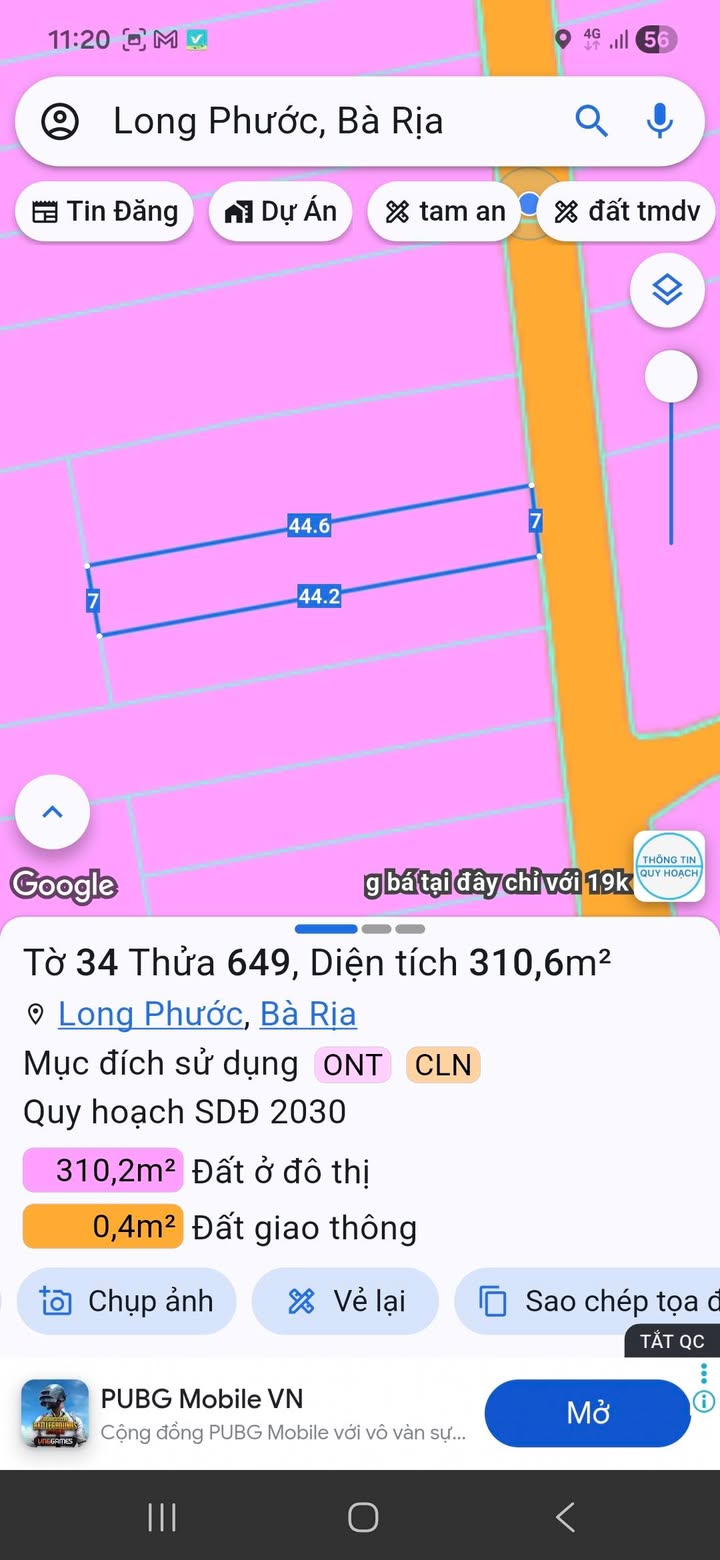 Đất nền Long Phước Bà Rịa 310m² giá 2.5 tỷ - Thích hợp xây nhà vườn