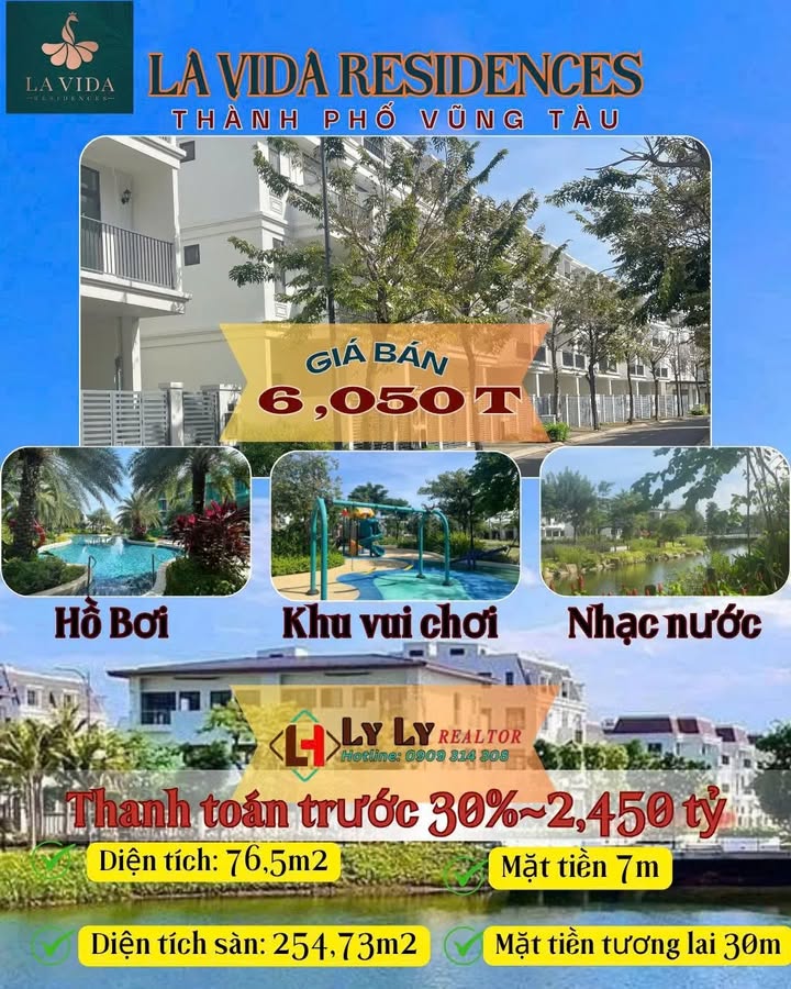 Nhà phố La Vida Residences Vũng Tàu 76.5m² giá 6.05 tỷ - An ninh 24/7 và nhiều tiện ích