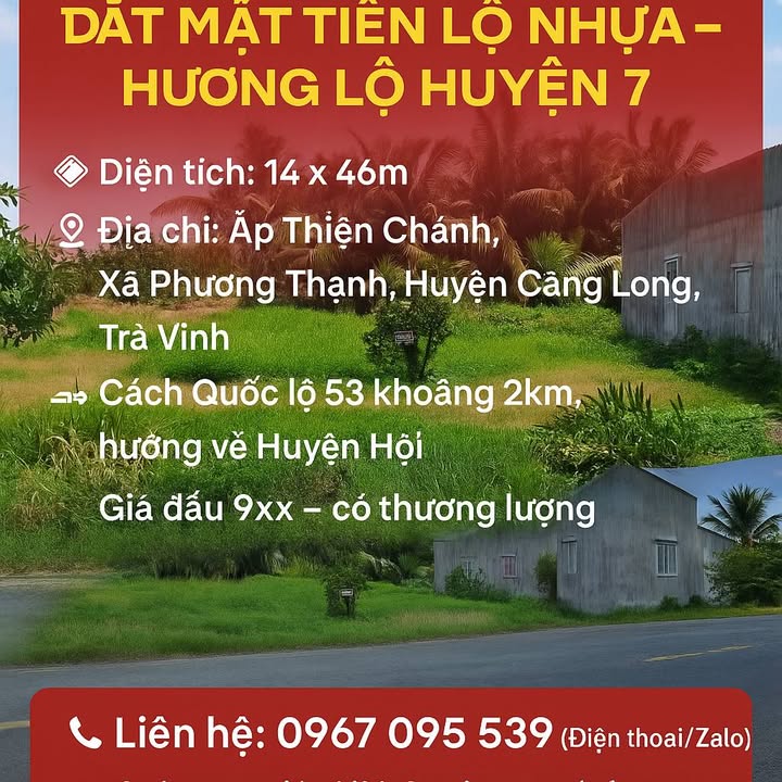 Đất mặt tiền Hương Lộ 7, 644m² giá 900 triệu - Đầu tư sinh lời hấp dẫn!