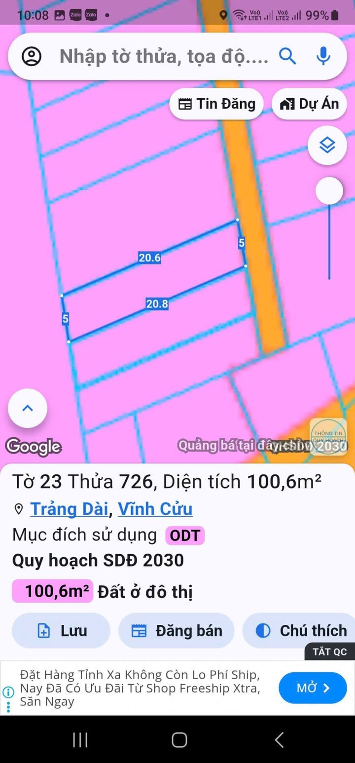 Đất nền Trảng Dài 101,2m² và 100,6m² giá 2,45 tỷ - Sổ riêng chính chủ!