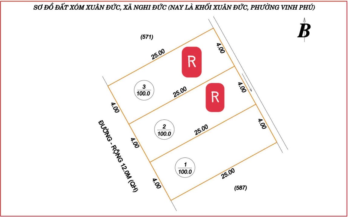 Đất nền Khu Tái Định Cư Xuân Đồng, Vinh 100m² giá 3.6 tỷ - Sổ hồng chính chủ