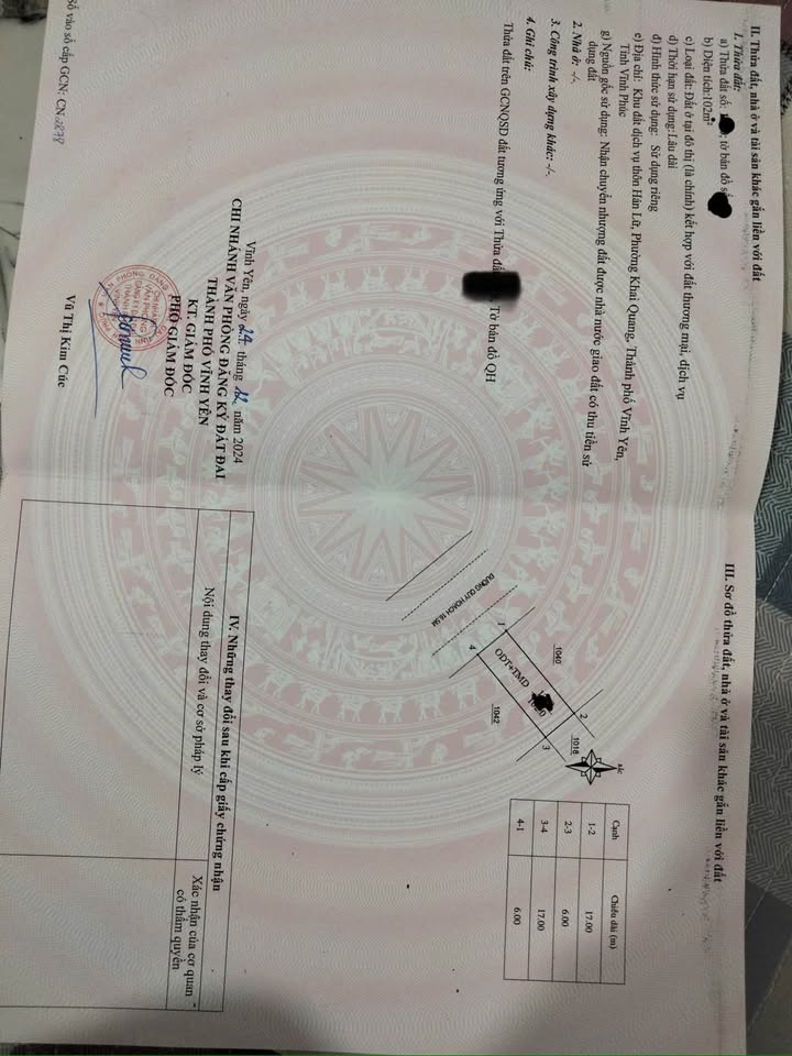 Đất dịch vụ Hán Lữ Khai Quang Vĩnh Yên 102m² giá 4 tỷ - Sổ đỏ chính chủ