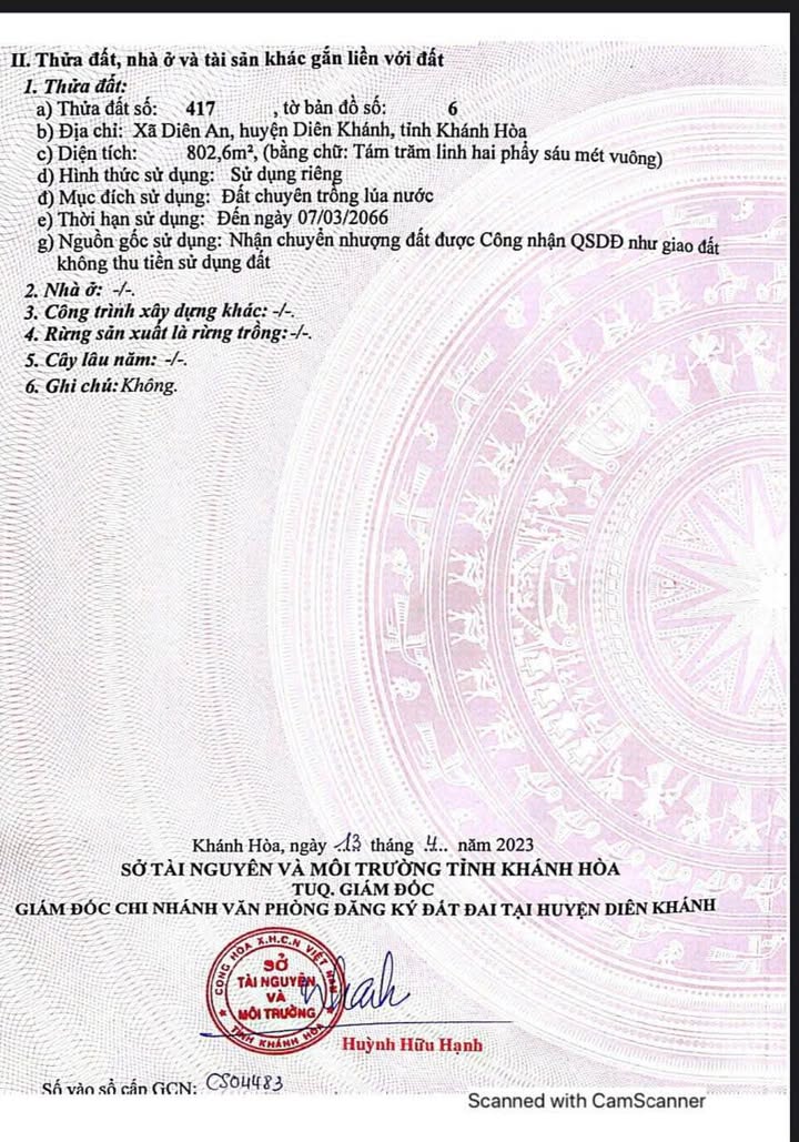 Lô đất thổ cư Diên An 802m² giá chỉ 585 triệu - Đầu tư sinh lời ngay!