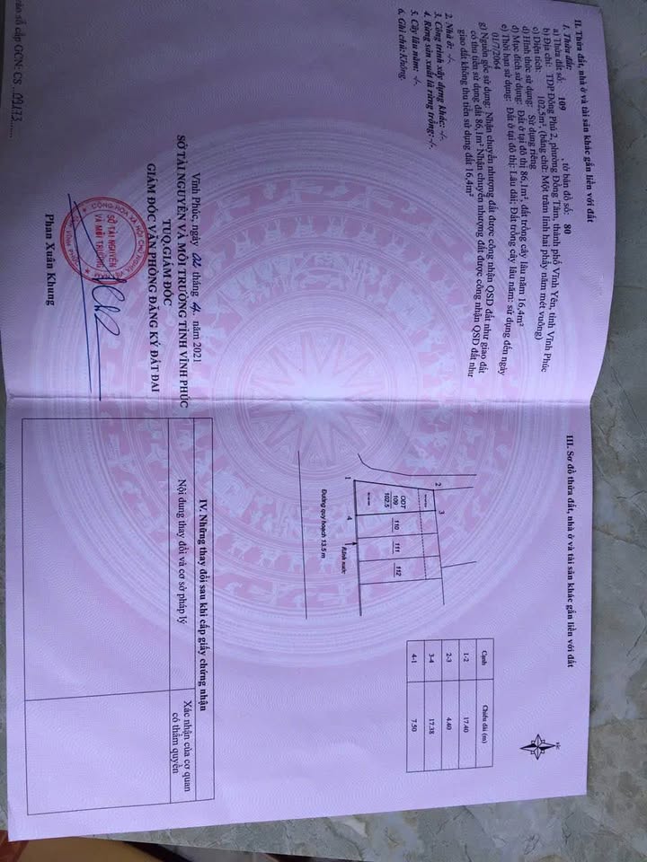 Đất nền lô góc 103m² phường Đồng Tâm, Vĩnh Yên - Giá chỉ 2.5 tỷ!