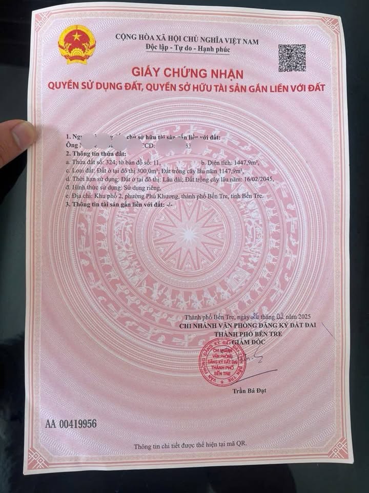 Đất tại Phường Phú Khương - 1447m² giá chỉ 2.5 tỷ - Cơ hội đầu tư tuyệt vời!