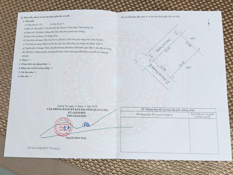 Đất nền Khu phố 1, Hồ Xá 240m² giá thỏa thuận - Tiềm năng phát triển mạnh mẽ!