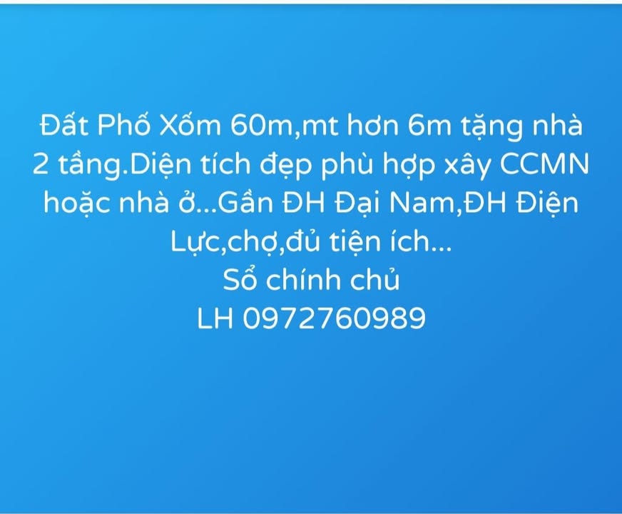 Đất nền phường Phú Lãm, quận Hà Đông 60m² - Sổ đỏ chính chủ, giá thỏa thuận!