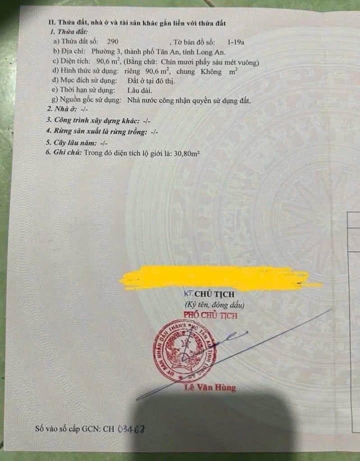 Đất thổ cư mặt tiền đường Võ Phước Cương, Tân An 99m² giá 2.15 tỷ - Cơ hội đầu tư tiềm năng!