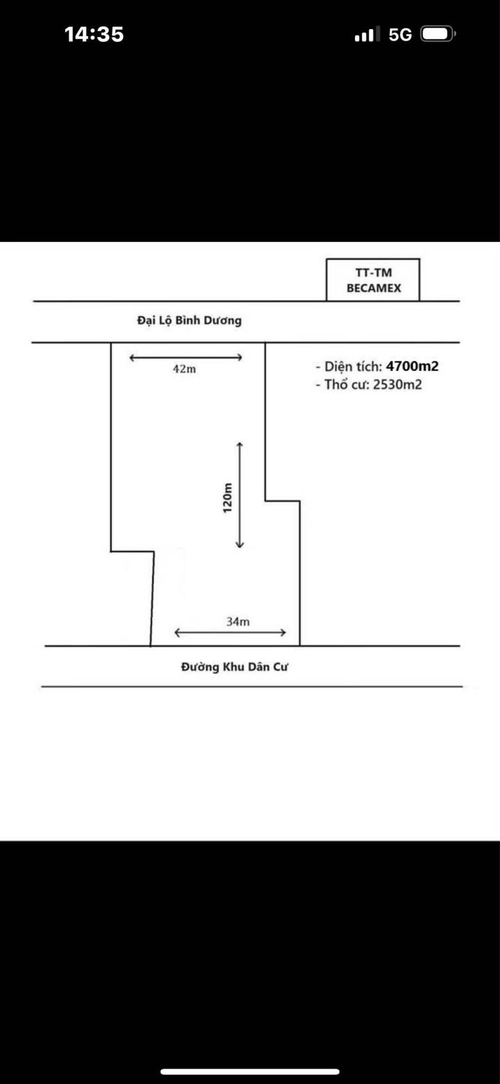 Đất 2 mặt tiền Đại lộ Bình Dương 4700m² - Tiềm năng phát triển dự án lớn!