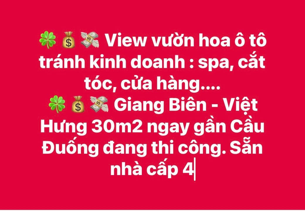 Đất nền Giang Biên Long Biên 30m² giá 5.8 tỷ - Sổ đỏ chính chủ, pháp lý rõ ràng!