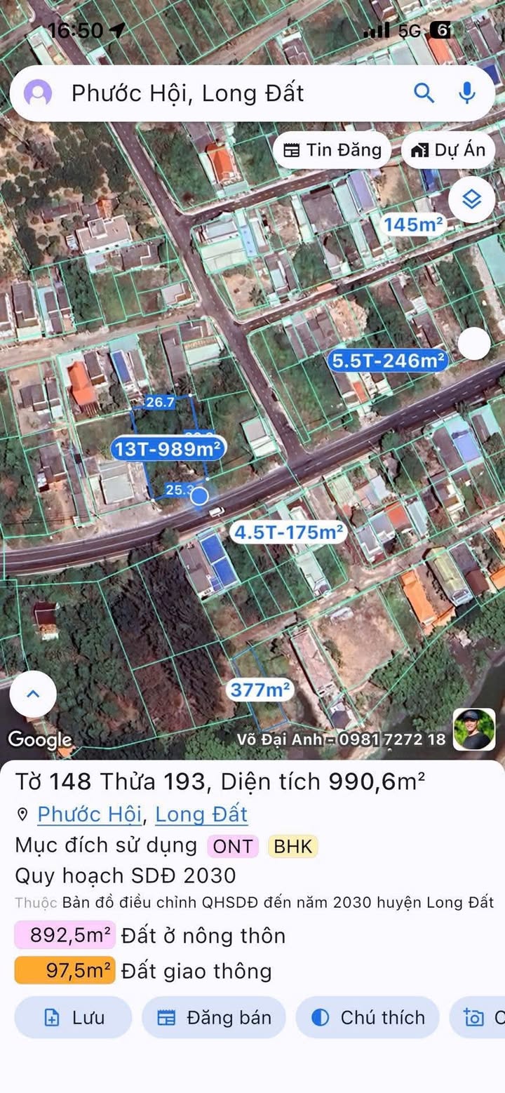 Đất mặt tiền đường Lộc An, Đất Đỏ 1000m² giá 13 tỷ - Cơ hội đầu tư sinh lời!