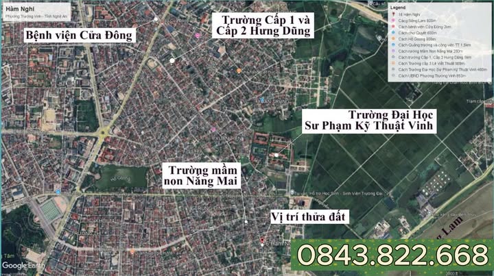 Đất mặt tiền đường Hàm Nghi, TP Vinh 151m² giá 6 tỷ - Vị trí vàng cho đầu tư!