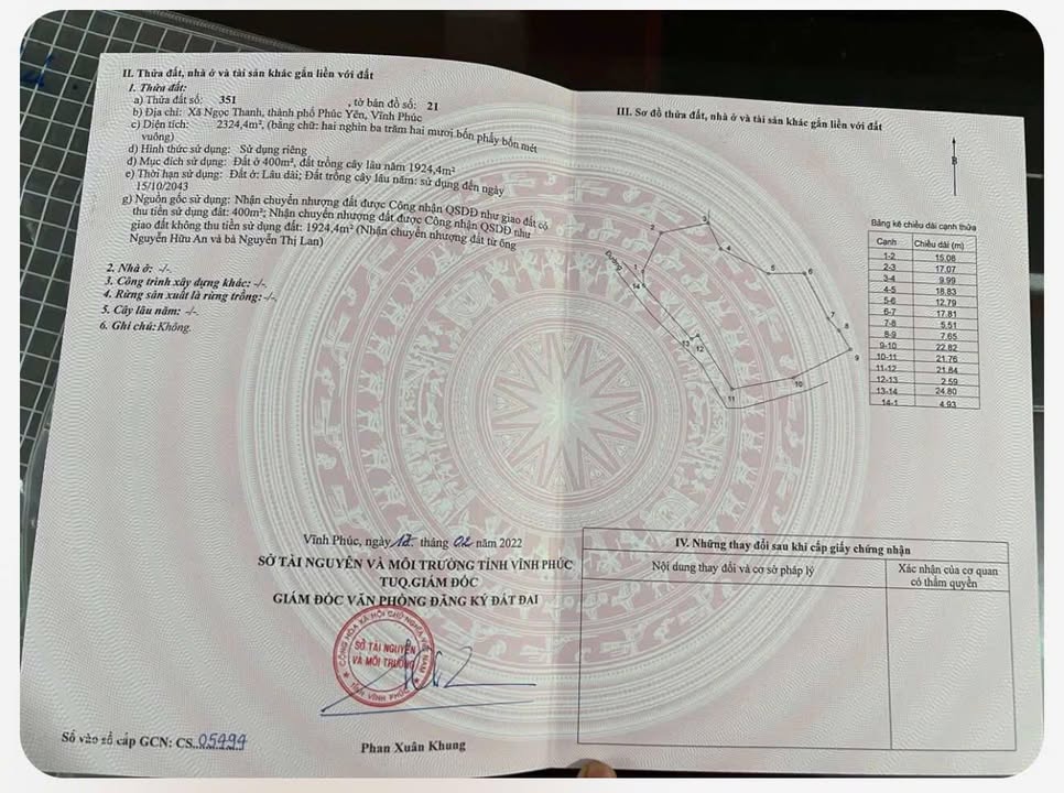 Đất thổ cư 400m² tại Xuân Hoà, Phúc Yên - Chỉ 5.11 tỷ!