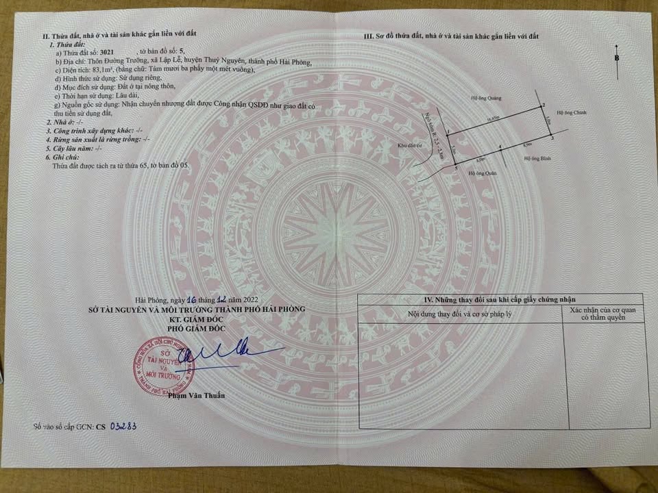 Đất Lập Lễ Thủy Nguyên 83m² giá 1.1 tỷ - Mặt tiền rộng, ô tô vào tận nơi!