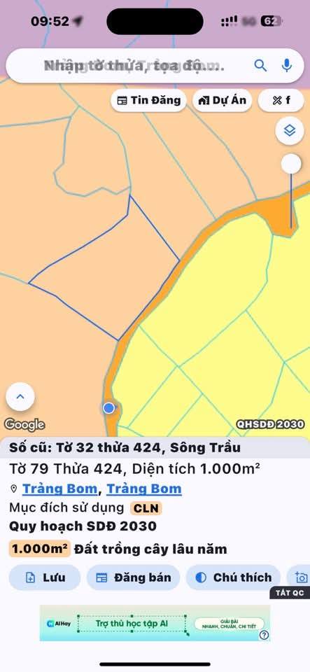 Đất nền ấp 3 Sông Trầu 3600m² giá 1.4 tỷ - Cơ hội đầu tư tuyệt vời!