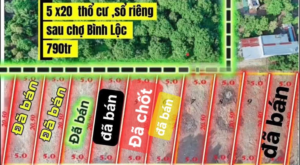 Đất nền Bình Lộc 102m² giá 790 triệu - Sổ đỏ chính chủ, bớt lộc cho khách hàng!