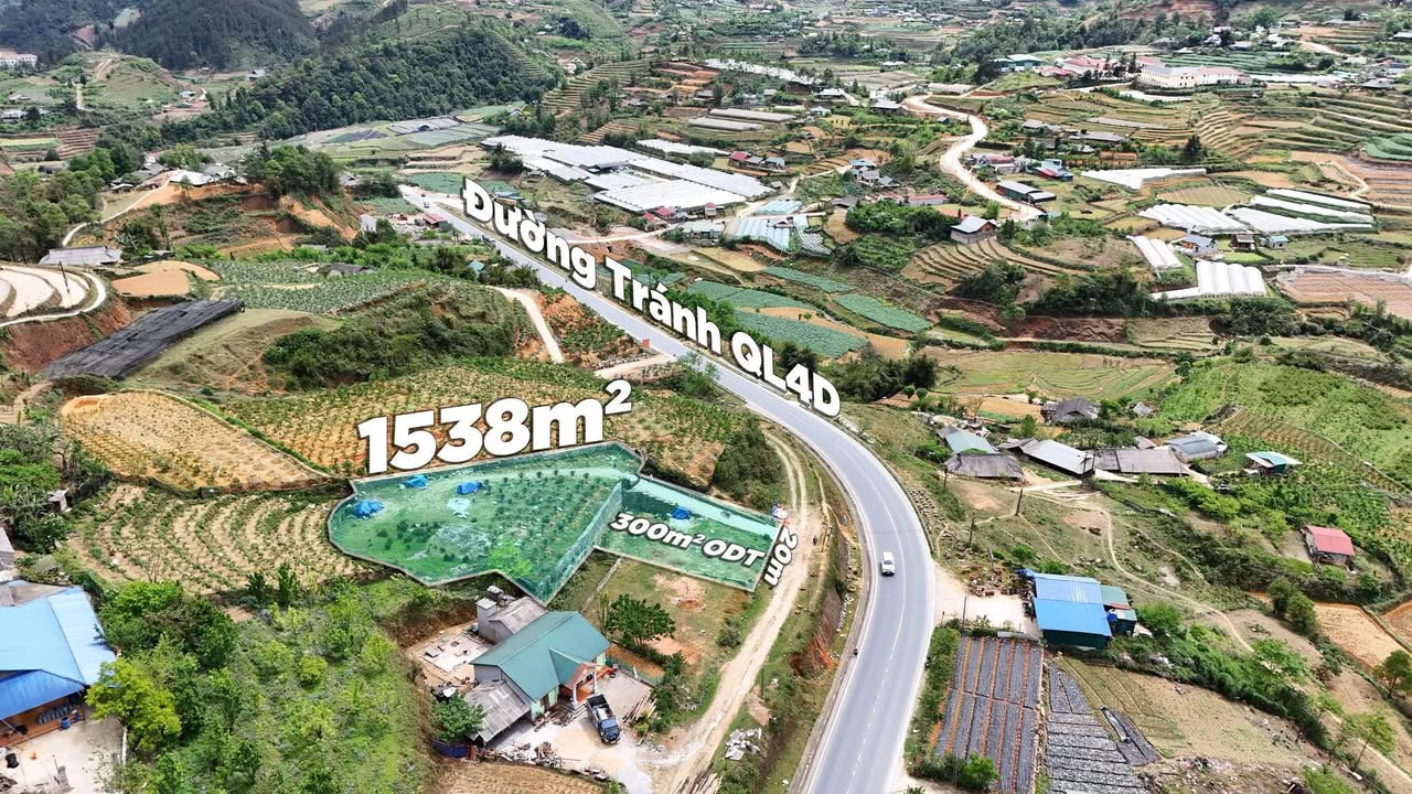 Đất nền đường tránh Sa Pa 1538m² giá 8 tỷ - Sổ đỏ chính chủ, view vườn dâu!