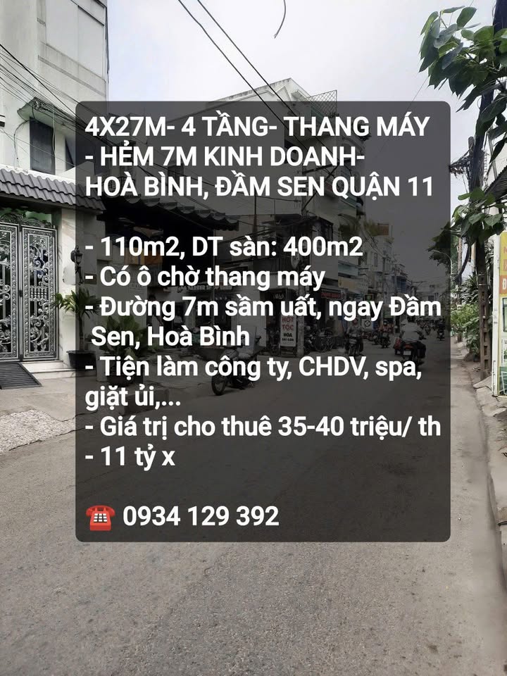 FrontHouse kinh doanh 4 tầng Đầm Sen 110m² giá 11 tỷ - Đầu tư sinh lời lý tưởng!