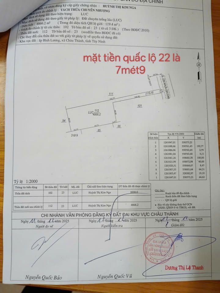 Đất mặt tiền Quốc Lộ 22, Đồng Khởi, Châu Thành, 5000m² chỉ 2.1 tỷ - Cơ hội đầu tư tuyệt vời!