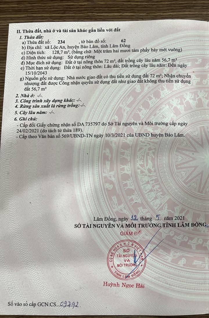 Đất thổ cư 130m² tại thôn Tứ Quý, Bảo Lâm chỉ 800 triệu - Cơ hội đầu tư tuyệt vời!