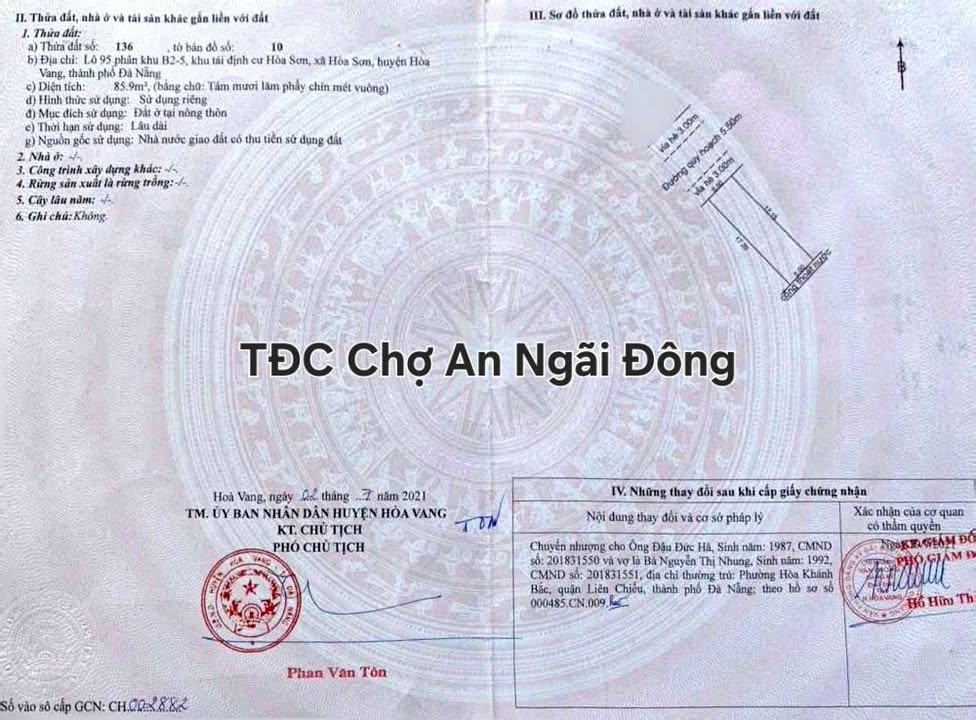 Đất nền Hòa Sơn Đà Nẵng 85m² giá 2 tỷ - Đầu tư sinh lời ngay!