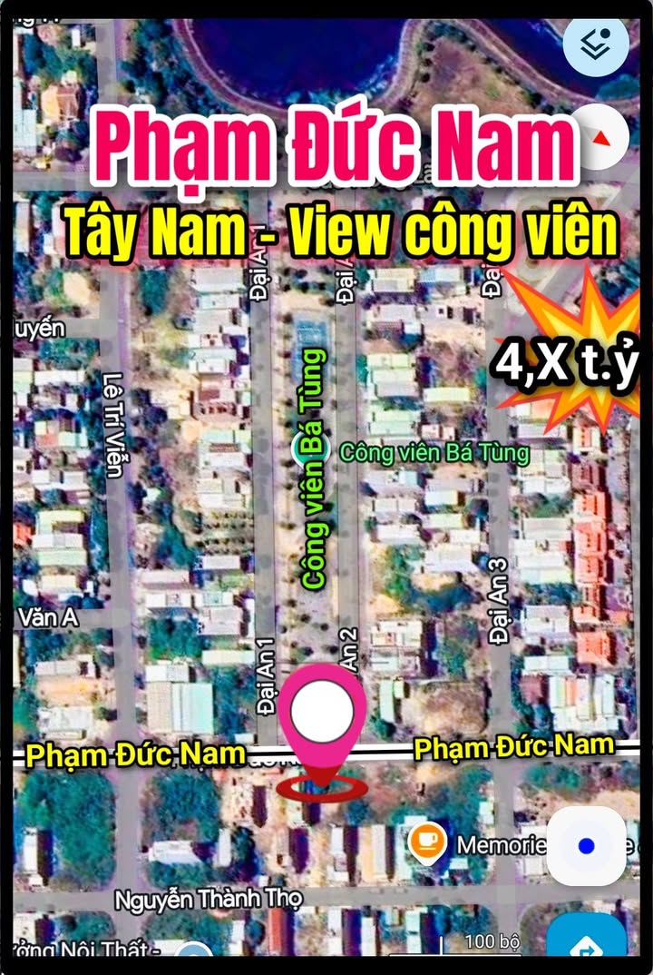 Đất nền đường Phạm Đức Nam, Hòa Quý, Đà Nẵng 100m² giá 4 tỷ - View công viên tuyệt đẹp!