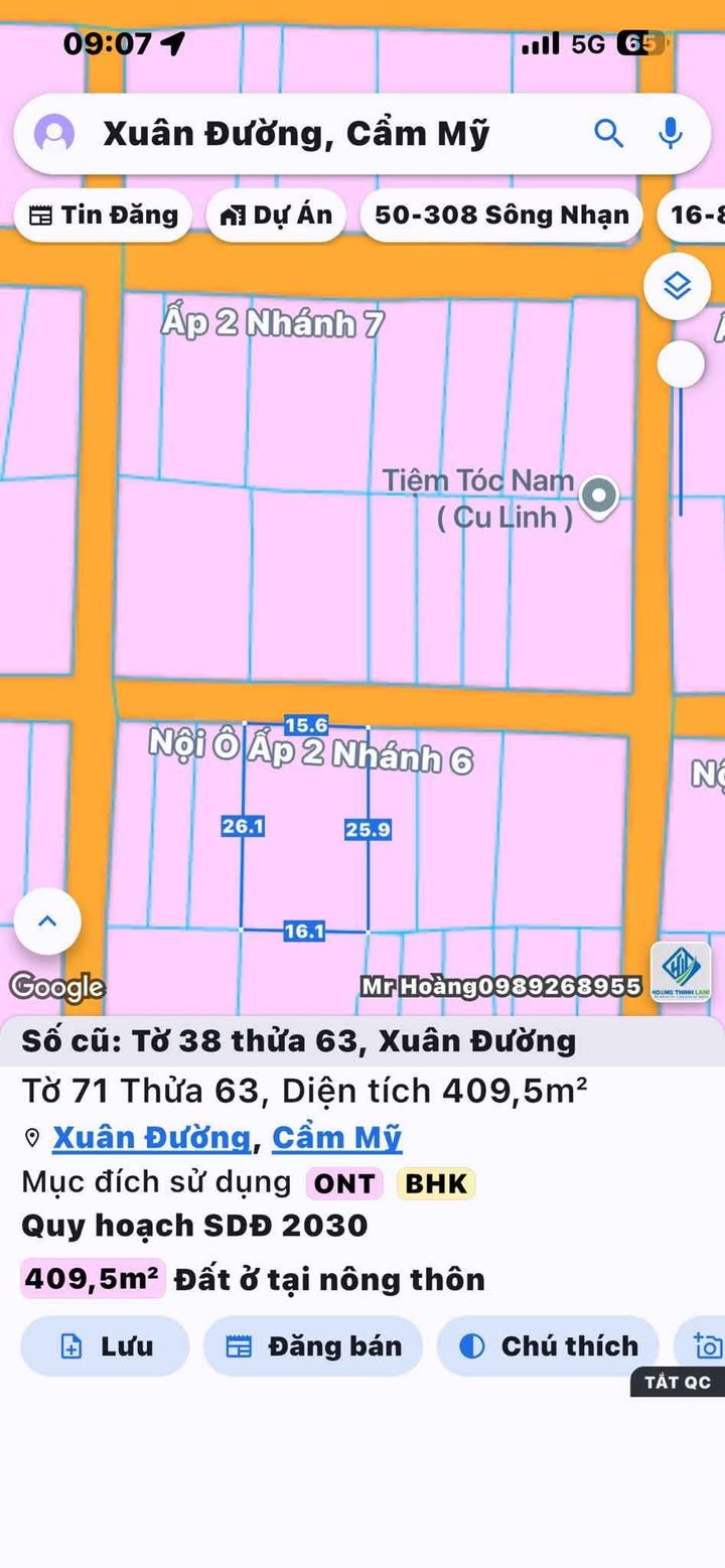 Đất thổ cư xã Xuân Đường, Cẩm Mỹ, Đồng Nai 405m² giá 2.7 tỷ - Cơ hội đầu tư tuyệt vời!